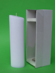 Ovalkerze abgeschrgt ca.235 x 65 x45 mm,  Rohling nochmal weiss bertaucht   - inkl. Klarsichtkarton