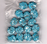 Steinperle (15 St�ck) oval -t�rkis wei�-met. -   12mm x 15 mm  - max 6 Packg.
