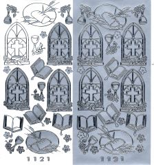 Sticker: Fenster Brot- Kelch- Bibel - silber