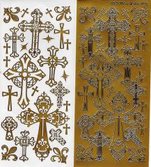Sticker: verschiedene Kreuze - gold