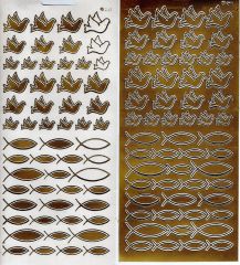 Sticker: Tauben und Fische - gold