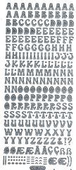 Sticker - Gro�buchstaben - Alphabet (Var. 1 )- silber ca. 9 mm