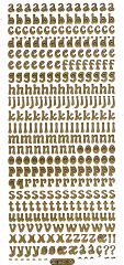 Sticker Kleinbuchstaben Alphabet - gold - ca. 9 mm
