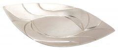 Kerzenteller oval - messing vernickelt ca. 21 x 11 cm