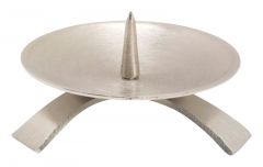 Kerzenhalter 6 F rund silberfarben matt geb�rstet- Dreifu�leuchter - 6 cm bis 7 cm (gro�er Dorn)
