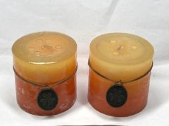 2er-Set Rustikkerzen 7 cm x 7 cm Farbverlauf orange bis cremegelb (nur 1 Set verf�gbar)