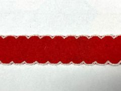 2,5 Meter  Filzband rot / wei�er Wellenrand - ca. 3 cm breit (max 3x verf�gbar)