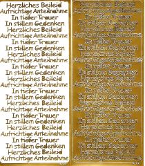 Sticker Trauer - 4 versch. Schriftz�ge - gold