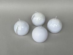 Kugelkerzen wei� - 4erSet - ca. 7 cm Durchmesser (nur noch 2 Sets verf�gbar)