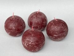 Kugelkerzen Rustik bordeaux - 4erSet - ca. 8 cm Durchmesser (nur noch 1 Set verf�gbar)